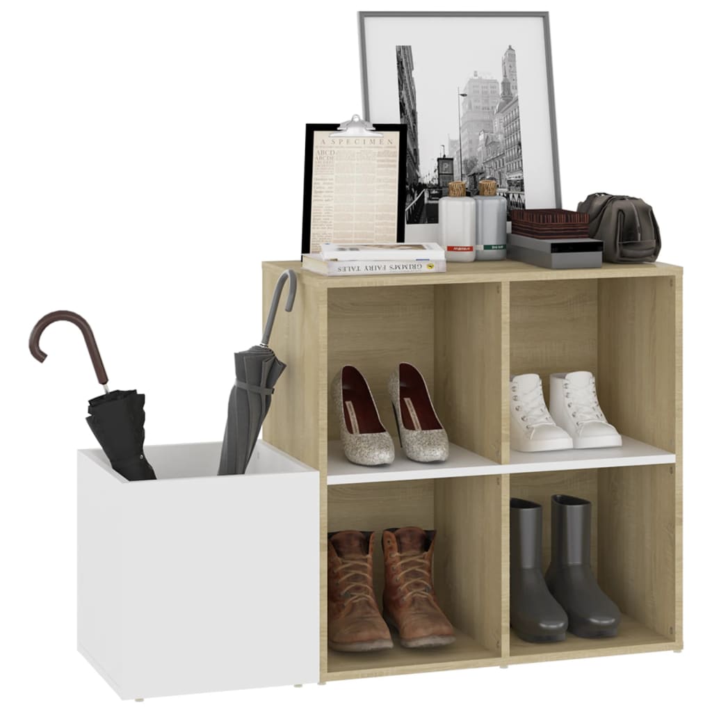 vidaXL Armoire à chaussures entrée blanc chêne sonoma bois ingénierie