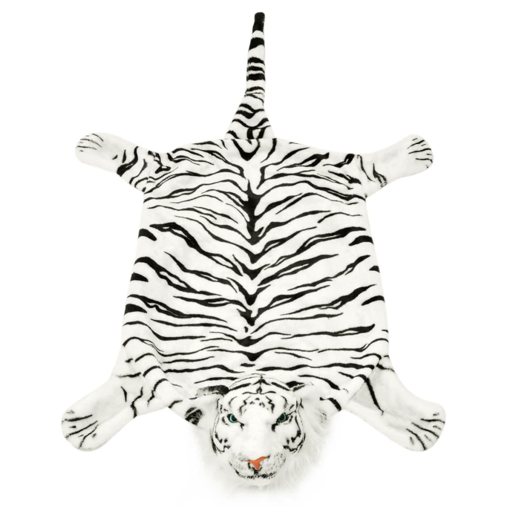 vidaXL Tapis en peluche en forme de tigre 144 cm Blanc