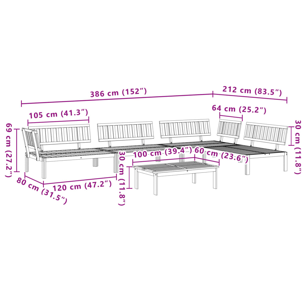 vidaXL Salon palette de jardin 5 pcs bois d'acacia massif