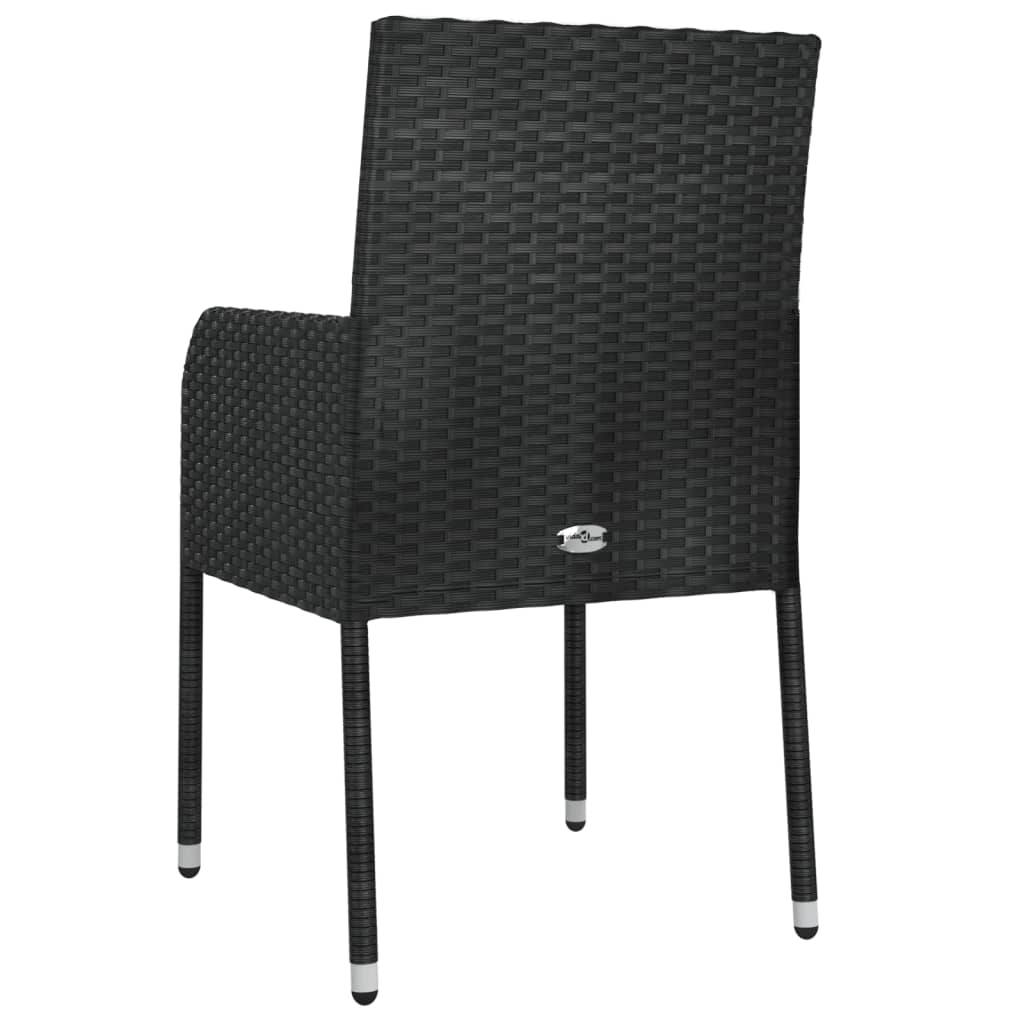 vidaXL Chaises de jardin lot de 2 avec coussins Résine tressée Noir