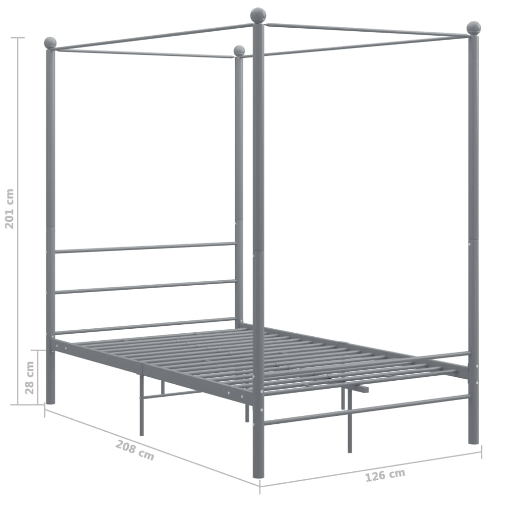 vidaXL Cadre de lit à baldaquin sans matelas gris métal 120x200 cm