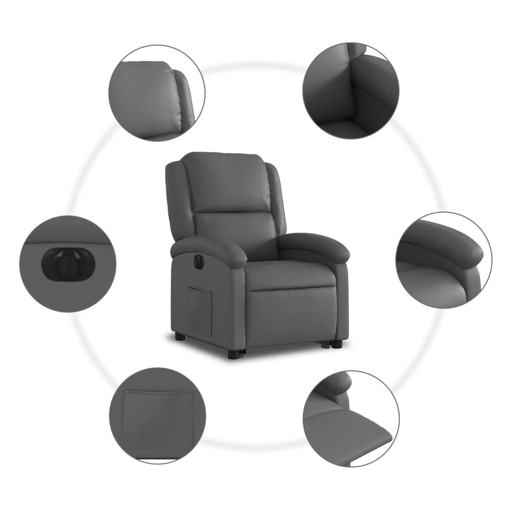 vidaXL Fauteuil inclinable électrique gris similicuir