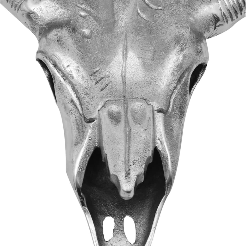 vidaXL Décoration murale en forme de crâne de taureau Aluminium Argenté
