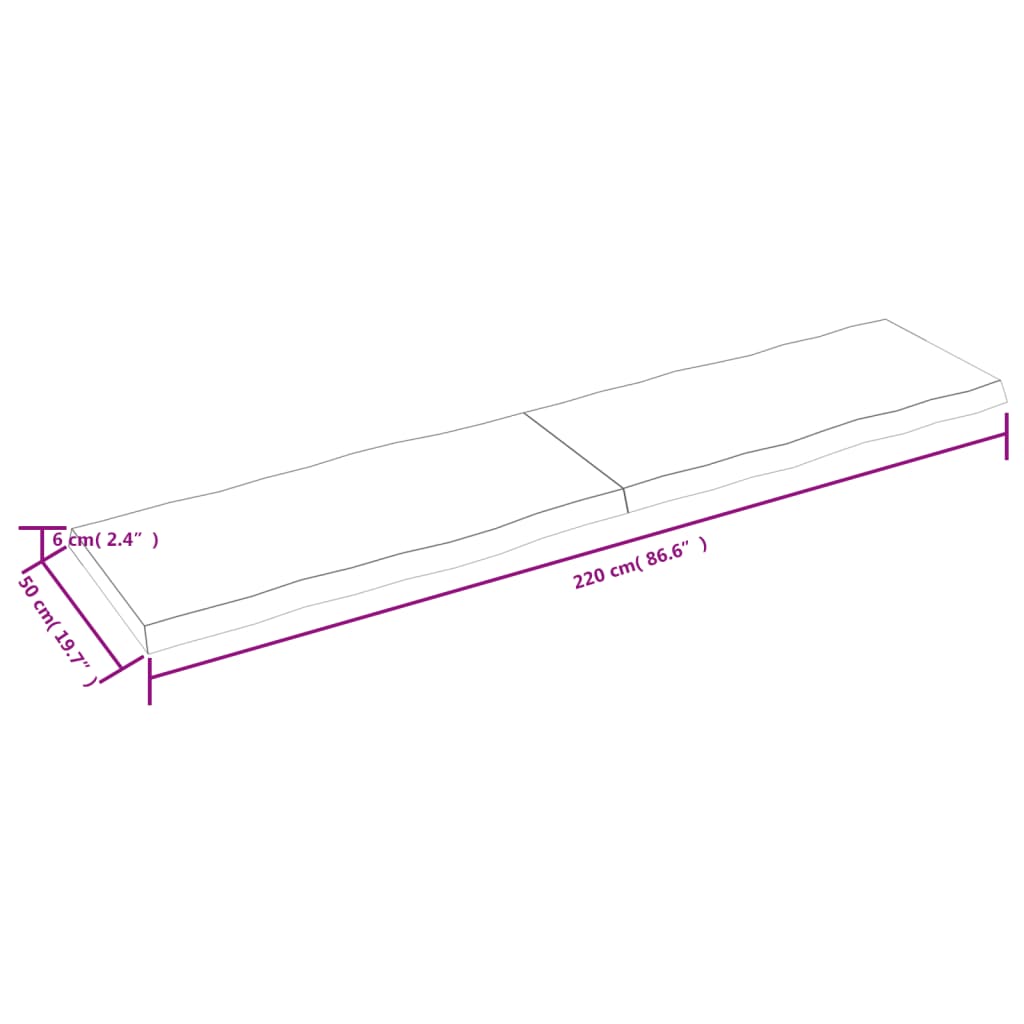 vidaXL Dessus de table bois massif traité bordure assortie