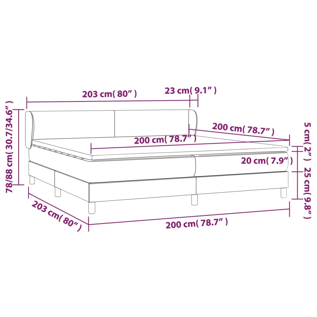 vidaXL Sommier à lattes de lit avec matelas Marron foncé 200x200 cm