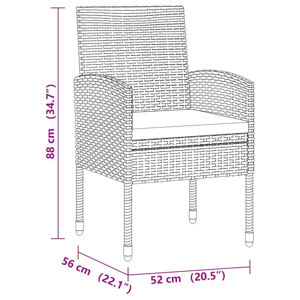 vidaXL Ensemble à manger de jardin 9 pcs Résine tressée Noir