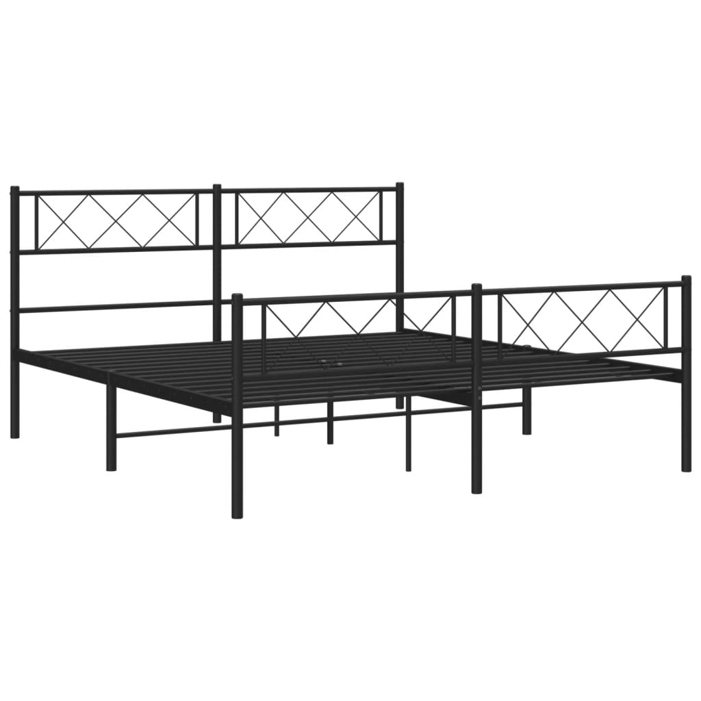 vidaXL Cadre de lit métal sans matelas avec pied de lit noir 120x200cm