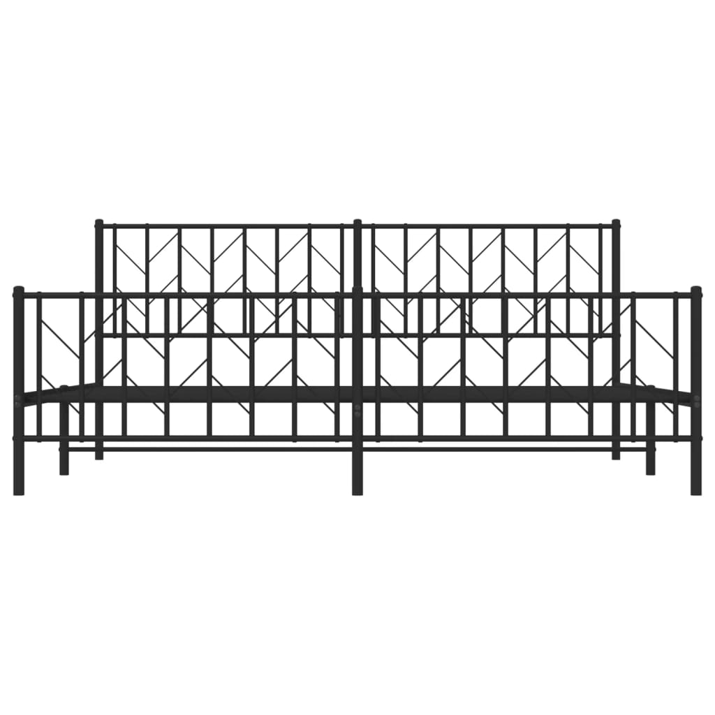 vidaXL Cadre de lit métal sans matelas avec pied de lit noir 193x203cm