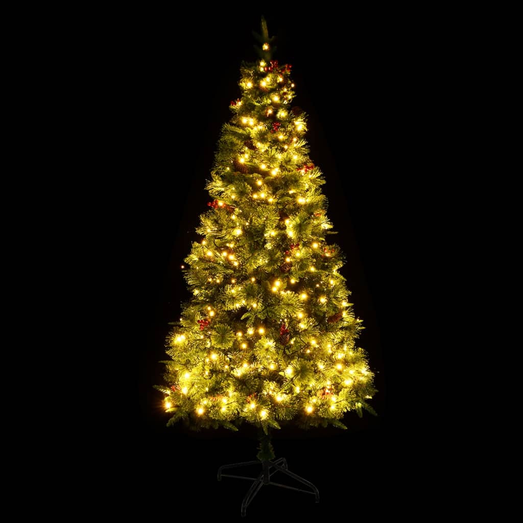 vidaXL Sapin de Noël avec LED et pommes de pin Vert 195 cm PVC et PE