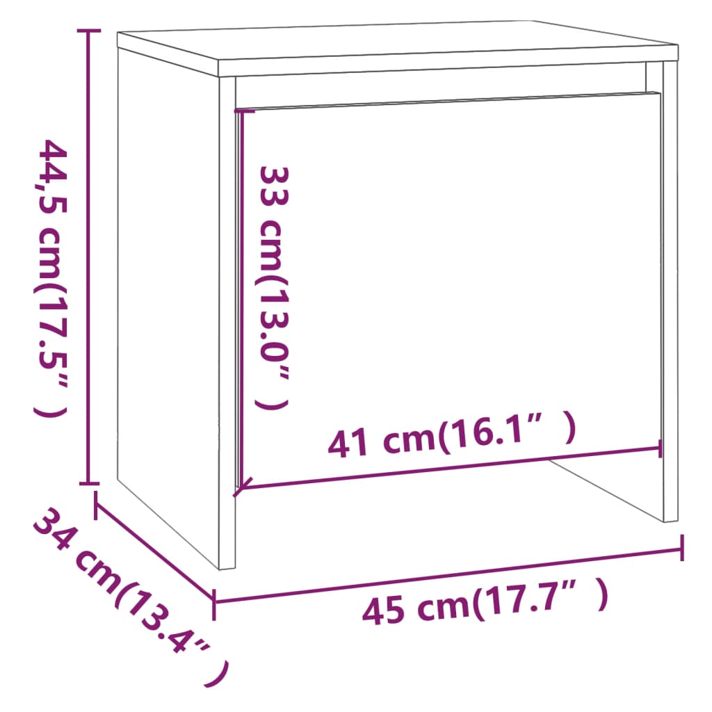 vidaXL Table de chevet chêne sonoma 45x34x44,5 cm bois d'ingénierie