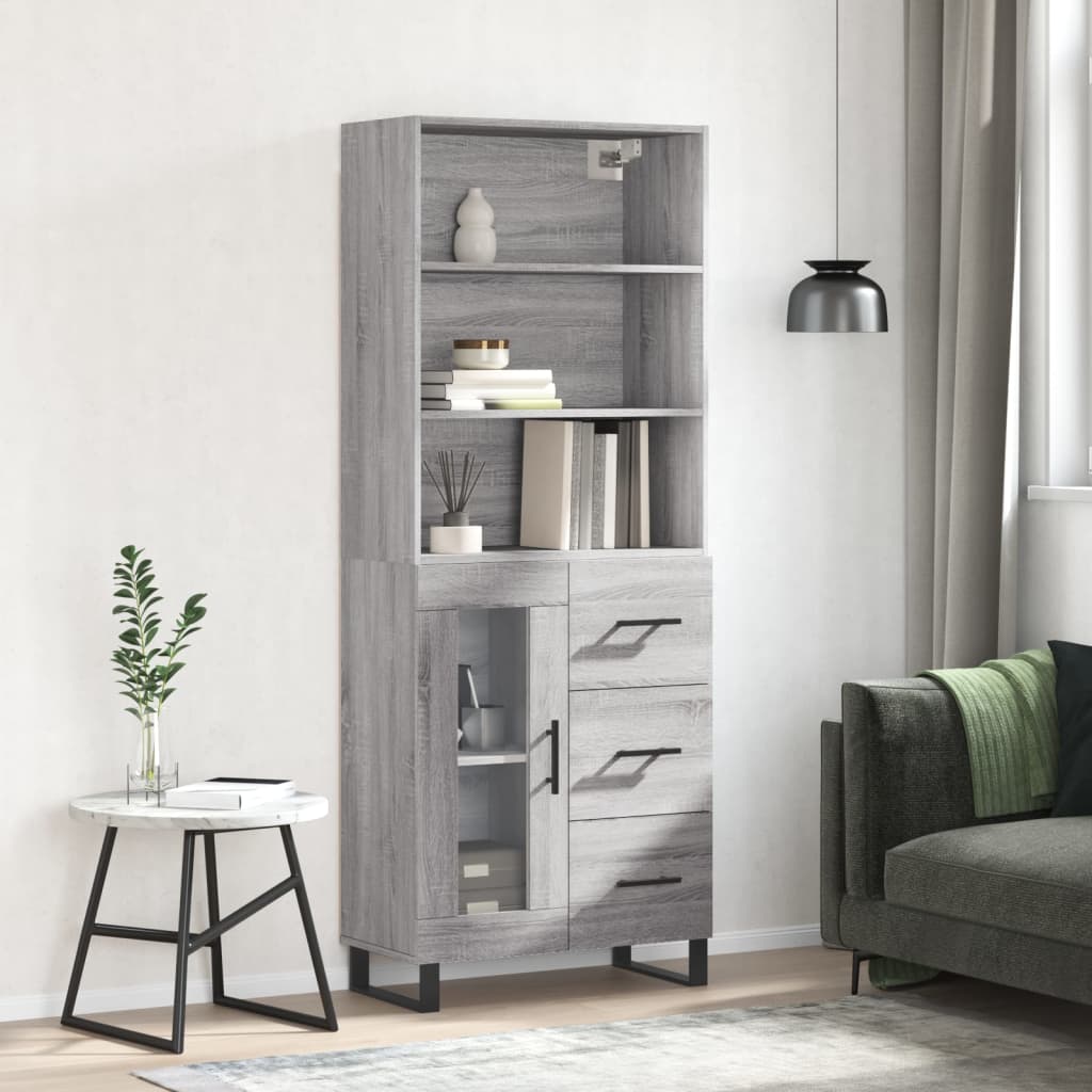 vidaXL Buffet haut Sonoma gris 69,5x34x180 cm Bois d'ingénierie