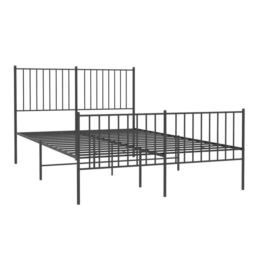 vidaXL Cadre de lit métal sans matelas avec pied de lit noir 140x200cm