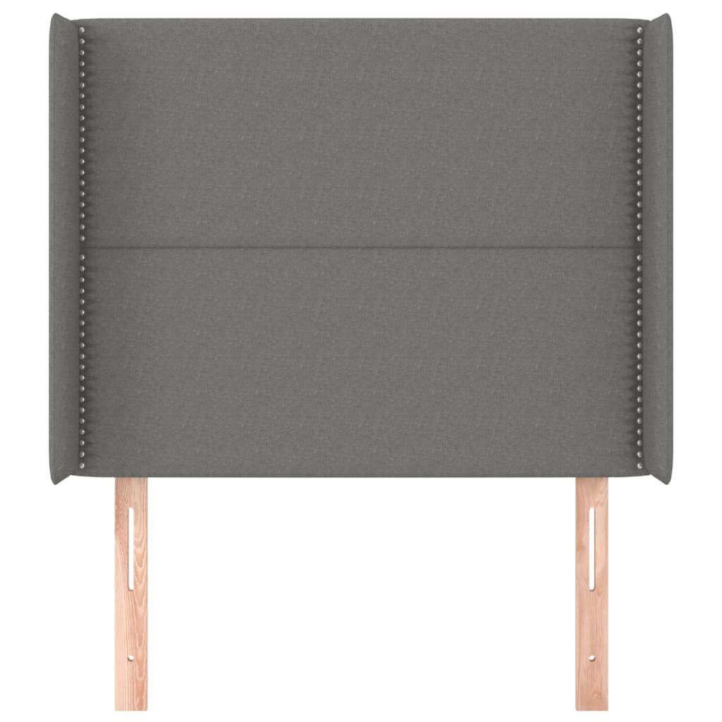 vidaXL Tête de lit avec oreilles Gris foncé 93x16x118/128 cm Tissu