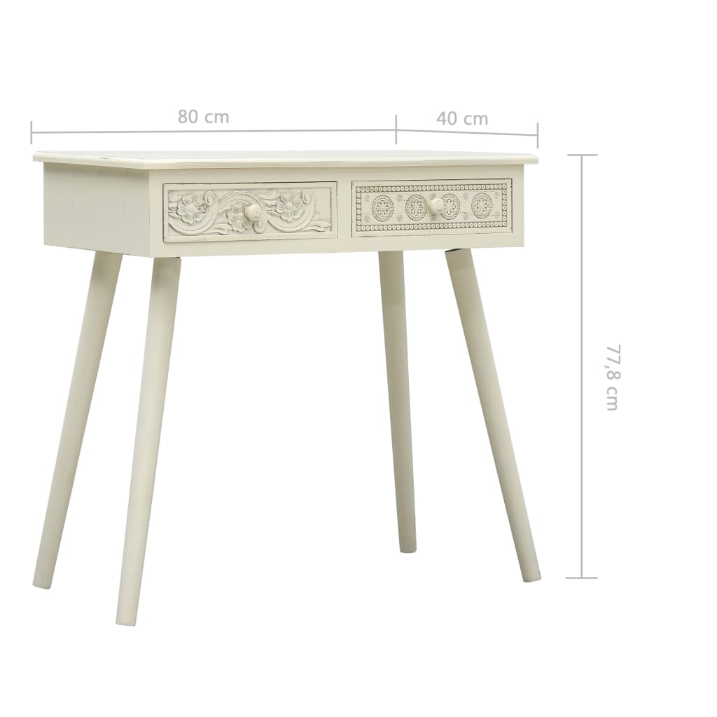 vidaXL Table console avec 2 tiroirs Gris sculpté 80x40x77,8 cm Bois