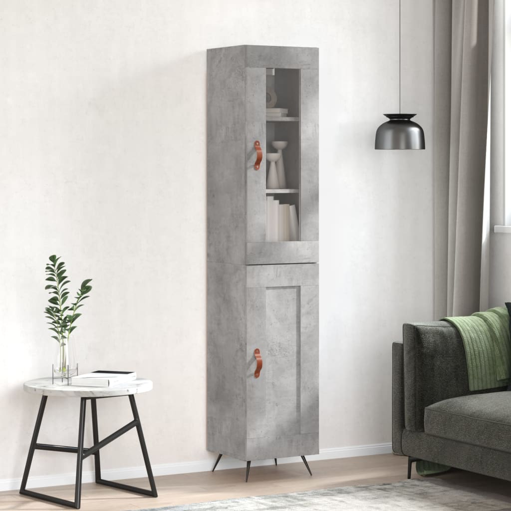 vidaXL Buffet haut Gris béton 34,5x34x180 cm Bois d'ingénierie