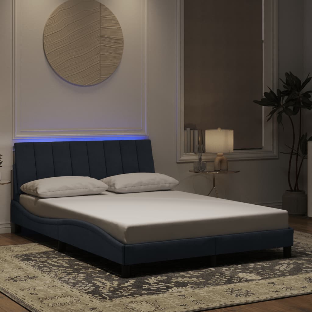vidaXL Cadre de lit avec lumières LED gris foncé 140x190 cm velours