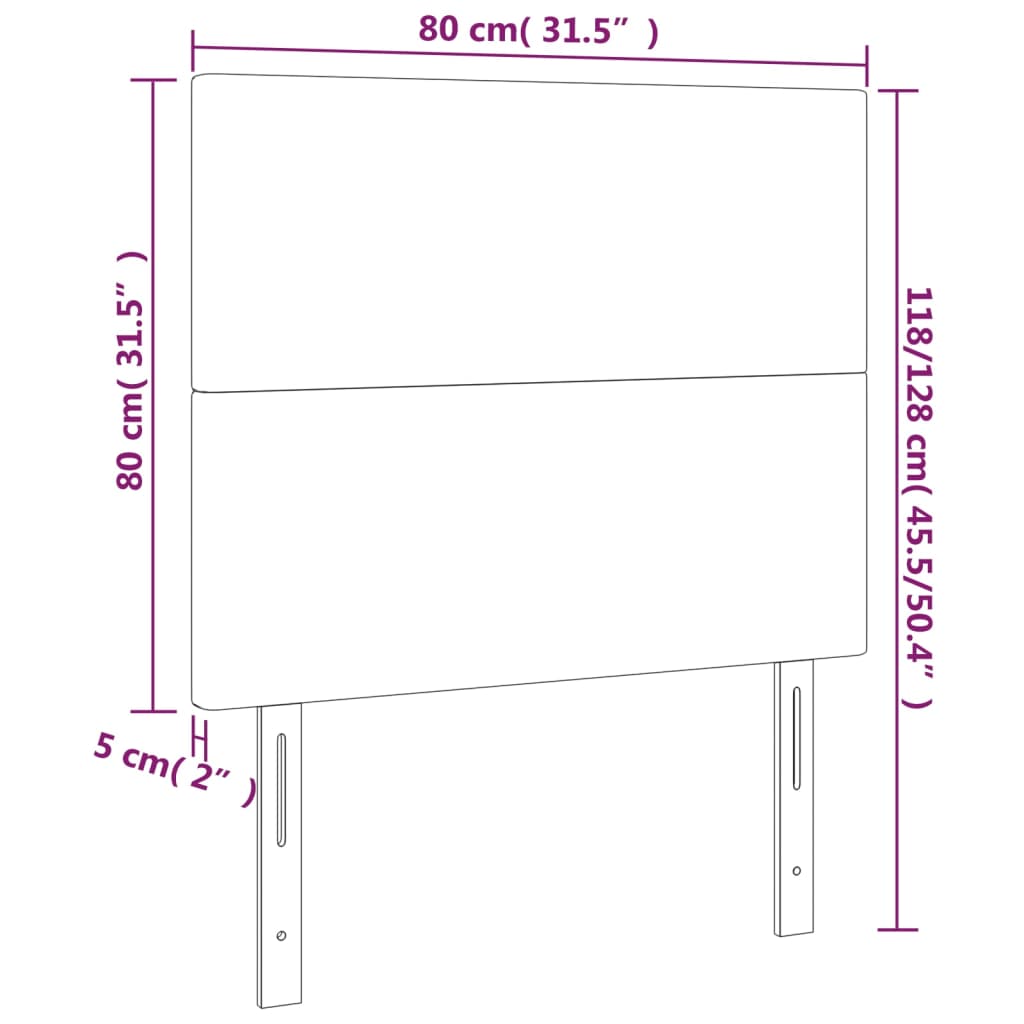 vidaXL Tête de lit à LED Noir 80x5x118/128 cm Similicuir