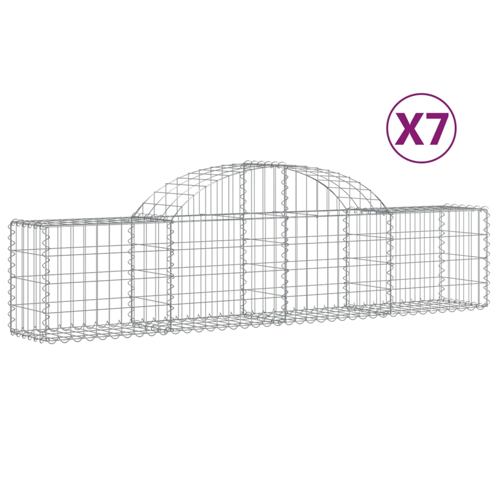 vidaXL Paniers à gabions arqués 7 pcs 200x30x40/60 cm Fer galvanisé