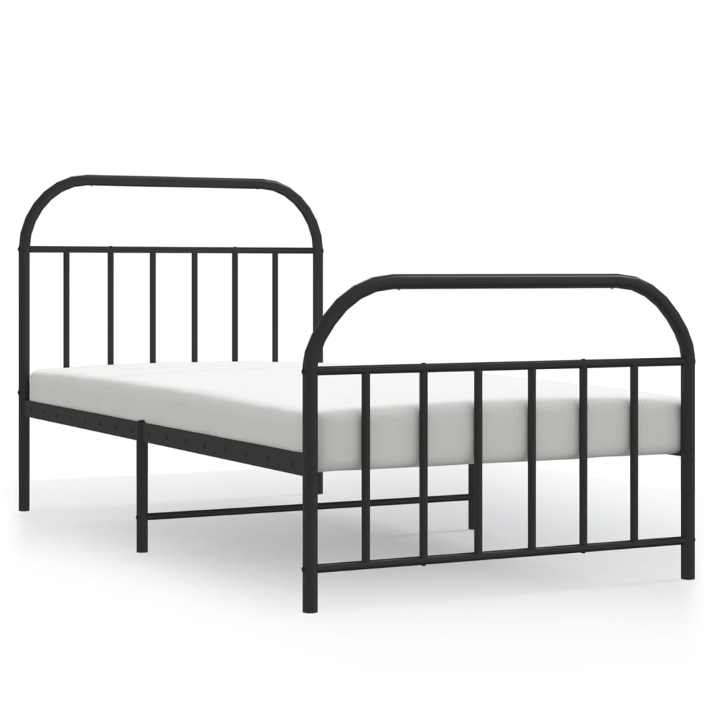 vidaXL Cadre de lit métal sans matelas avec pied de lit noir 100x190cm