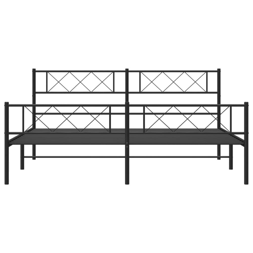 vidaXL Cadre de lit métal sans matelas avec pied de lit noir 200x200cm