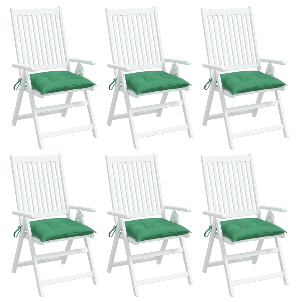 vidaXL Coussins de chaise 6 pcs vert 40x40x7 cm tissu oxford