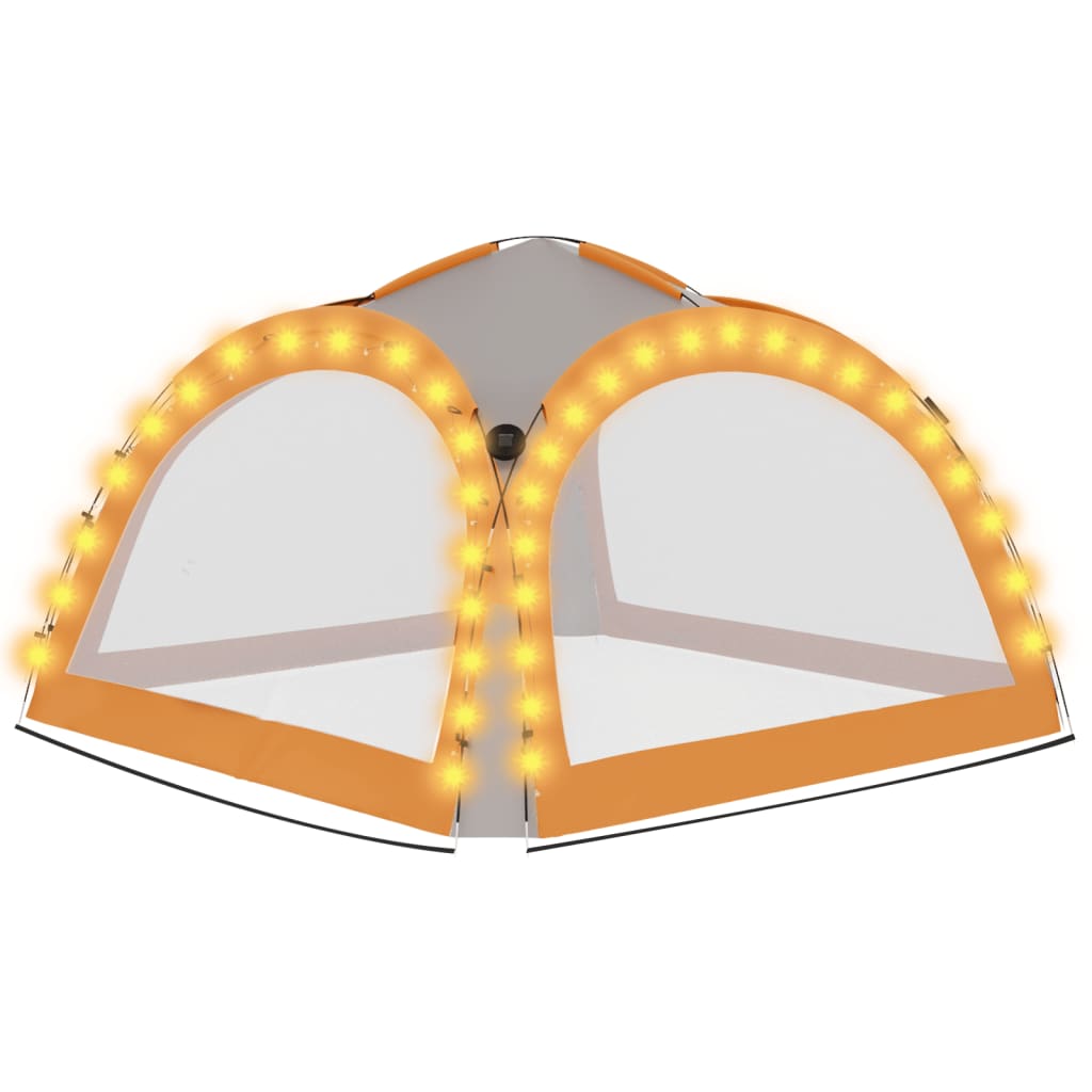 vidaXL Tente de réception LED et 4 parois 3,6x3,6x2,3 m Gris et orange