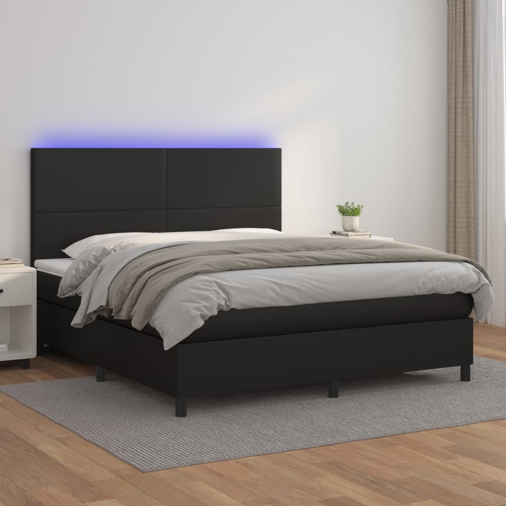 vidaXL Sommier à lattes de lit avec matelas et LED Noir 180x200 cm