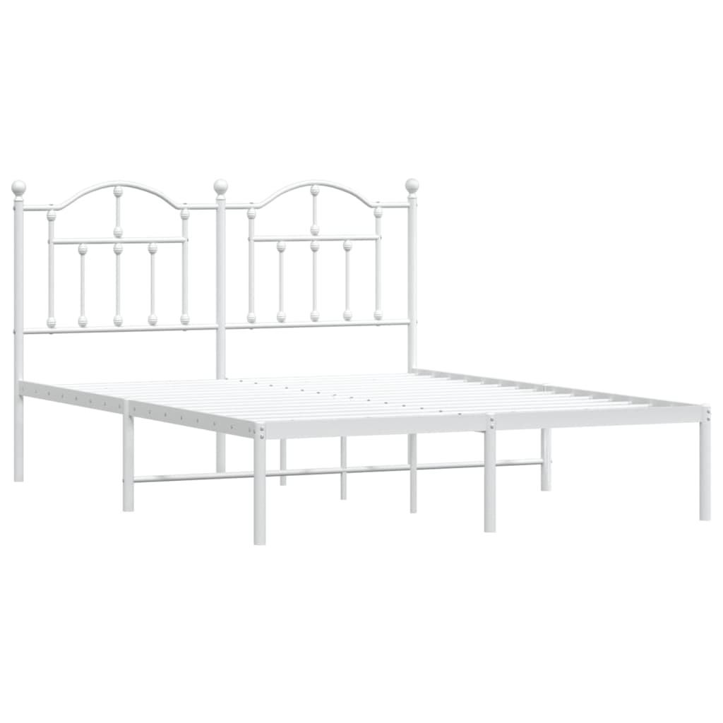 vidaXL Cadre de lit métal sans matelas et tête de lit blanc 150x200 cm