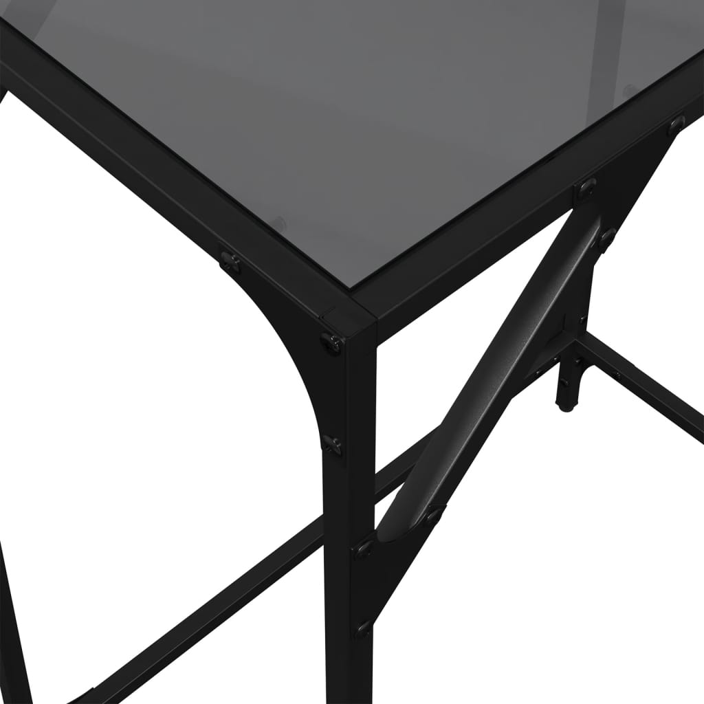 vidaXL Table console avec dessus en verre noir 60x35x81 cm acier