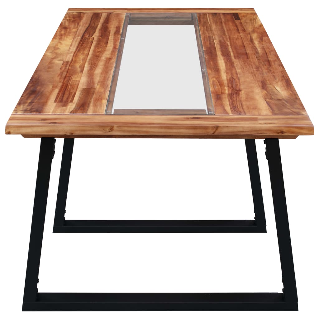 vidaXL Table à manger 180x90x75 cm Bois d'acacia massif et verre