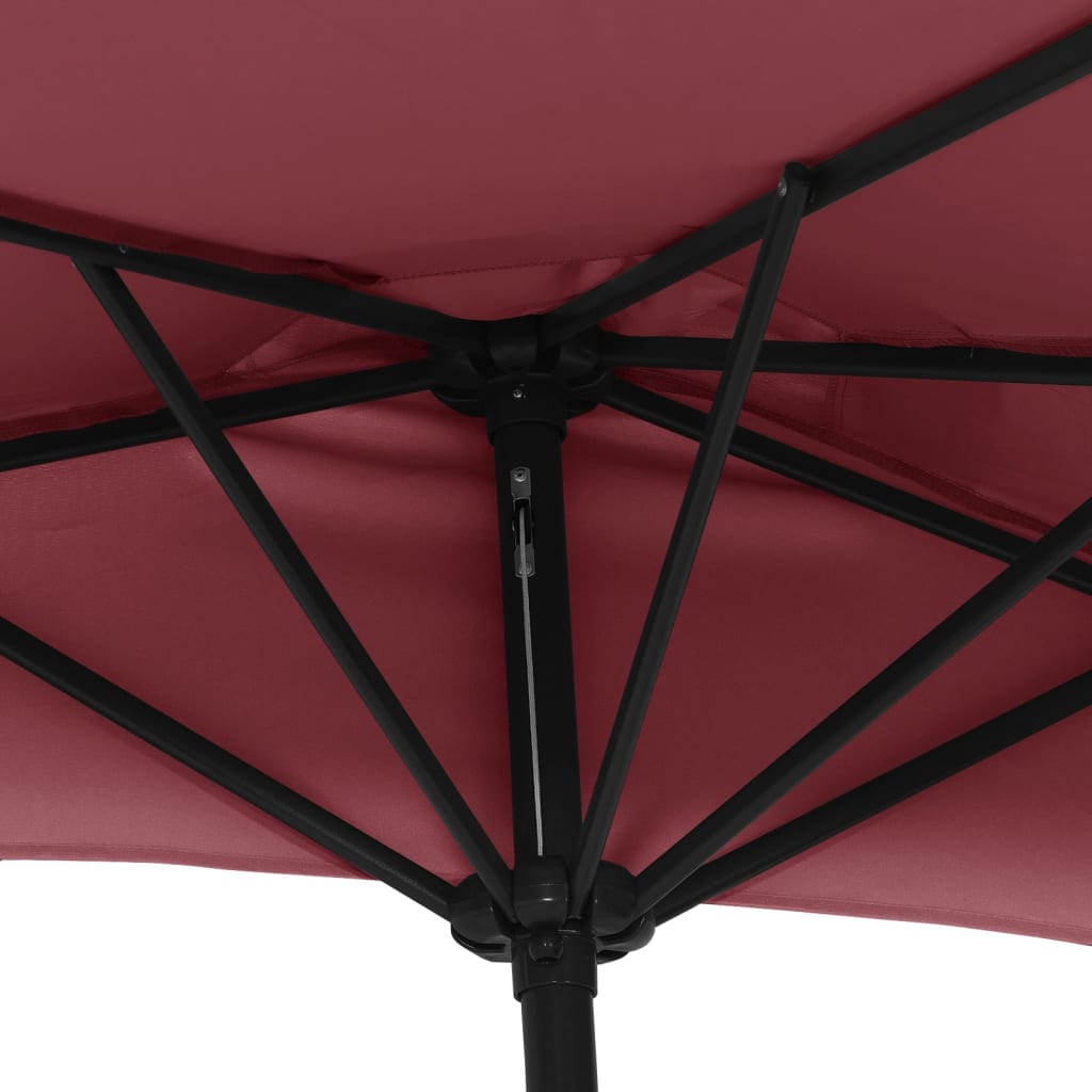vidaXL Parasol de balcon mât en aluminium Bordeaux 270x135x245 cm Demi