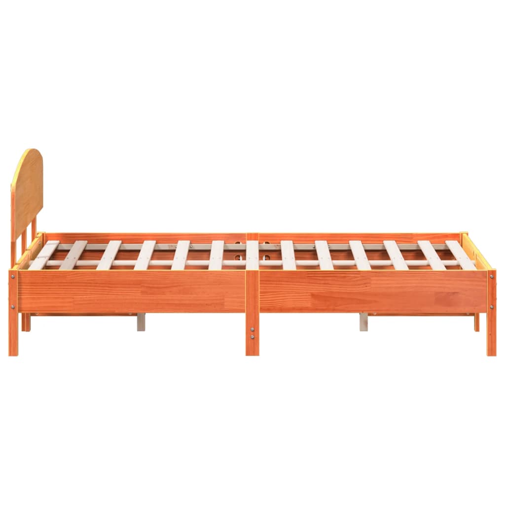 vidaXL Cadre de lit et tête de lit cire marron 140x200 cm bois de pin