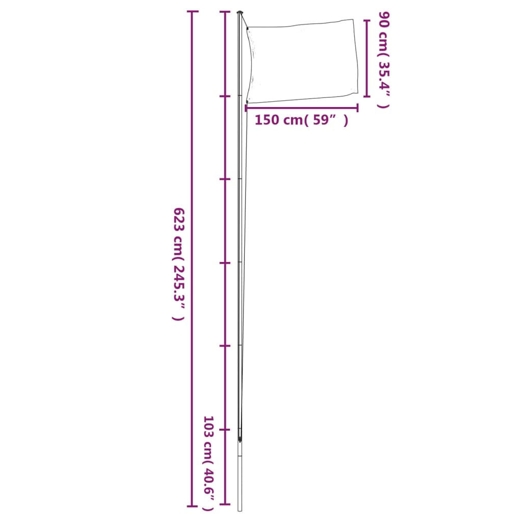 vidaXL Drapeau de la Pologne et mât 6,23 m Aluminium