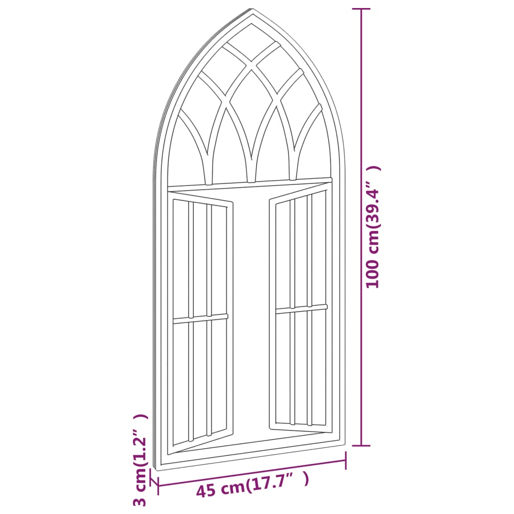 vidaXL Miroir Noir 100x45 cm Fer pour utilisation à l'intérieur