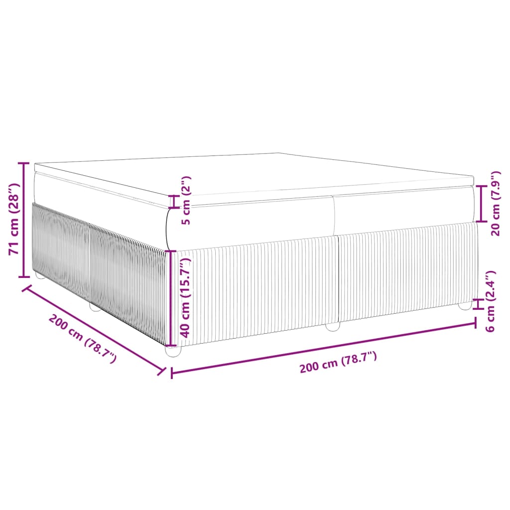 vidaXL Sommier à lattes de lit avec matelas Marron foncé 200x200 cm