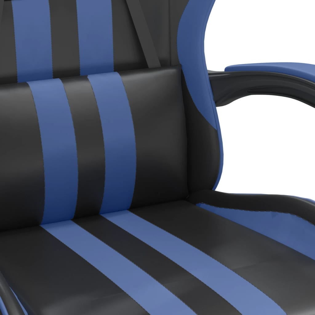 vidaXL Chaise de jeu pivotante et repose-pied Noir et bleu Similicuir