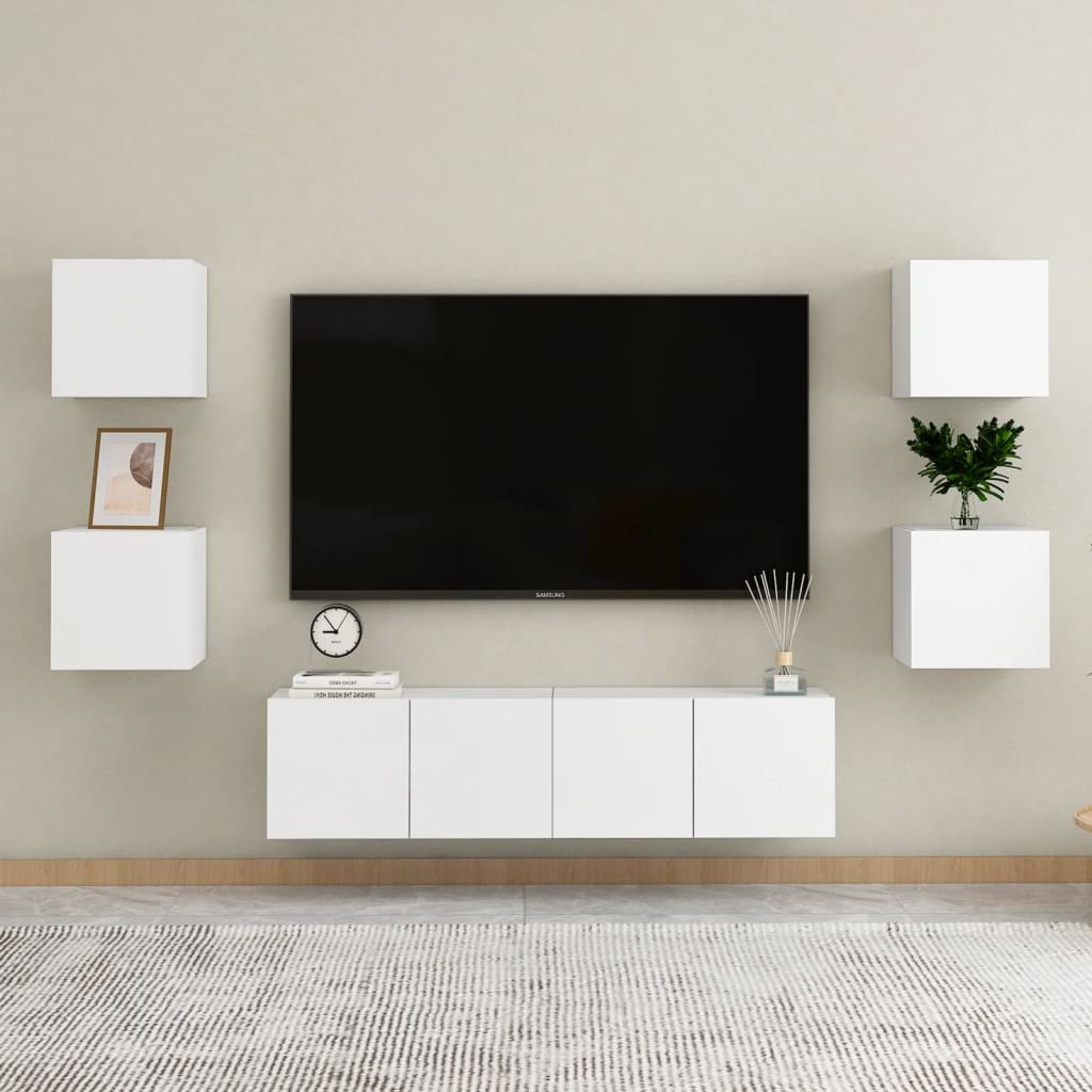 vidaXL Meubles TV muraux 4 pcs Blanc 30,5x30x30 cm