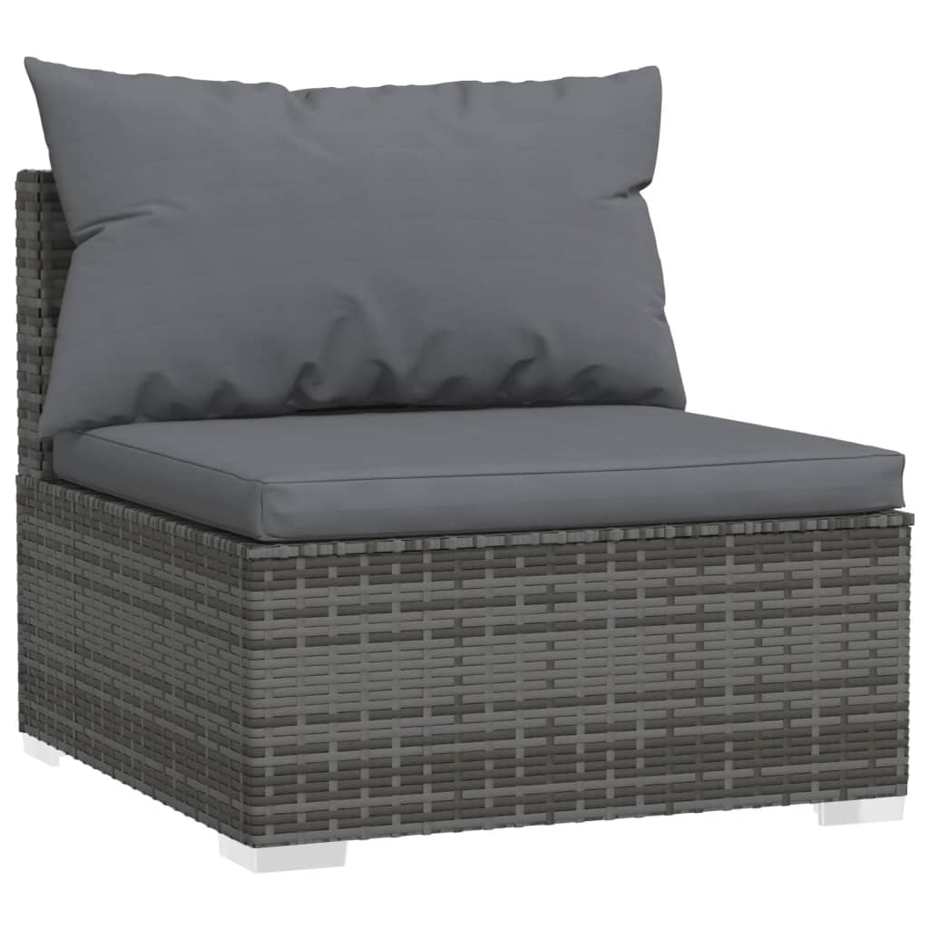 vidaXL Salon de jardin 3 pcs avec coussins Résine tressée Gris