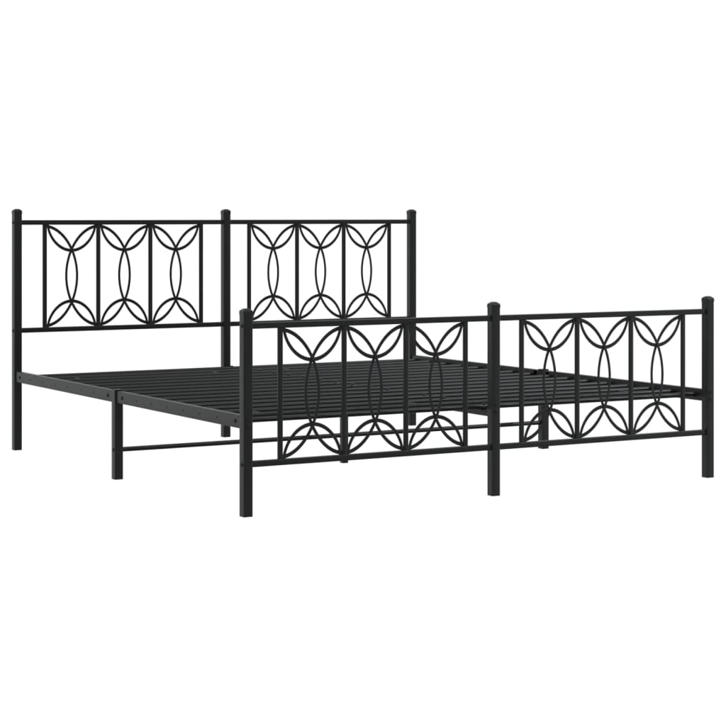 vidaXL Cadre de lit métal sans matelas avec pied de lit noir 183x213cm