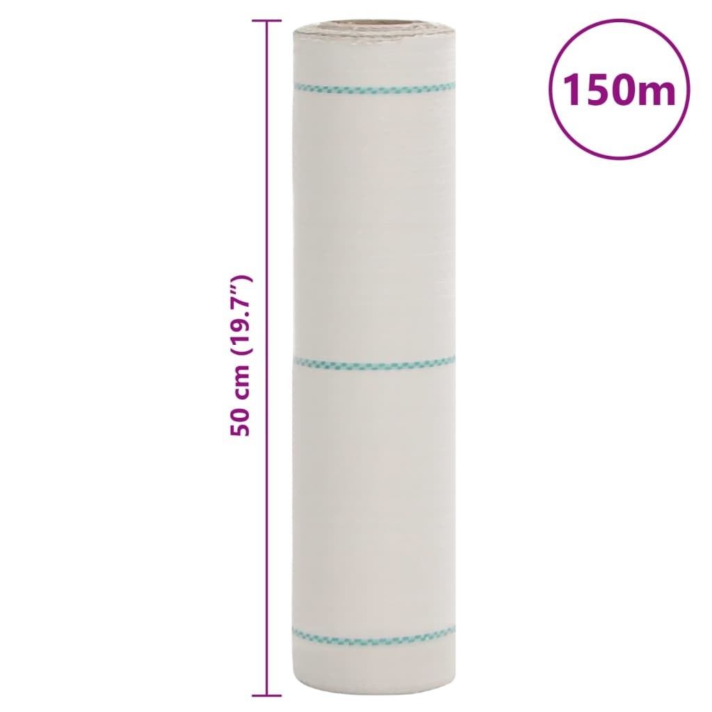 vidaXL Membrane anti-mauvaises herbes blanc 0,5x150 m PP