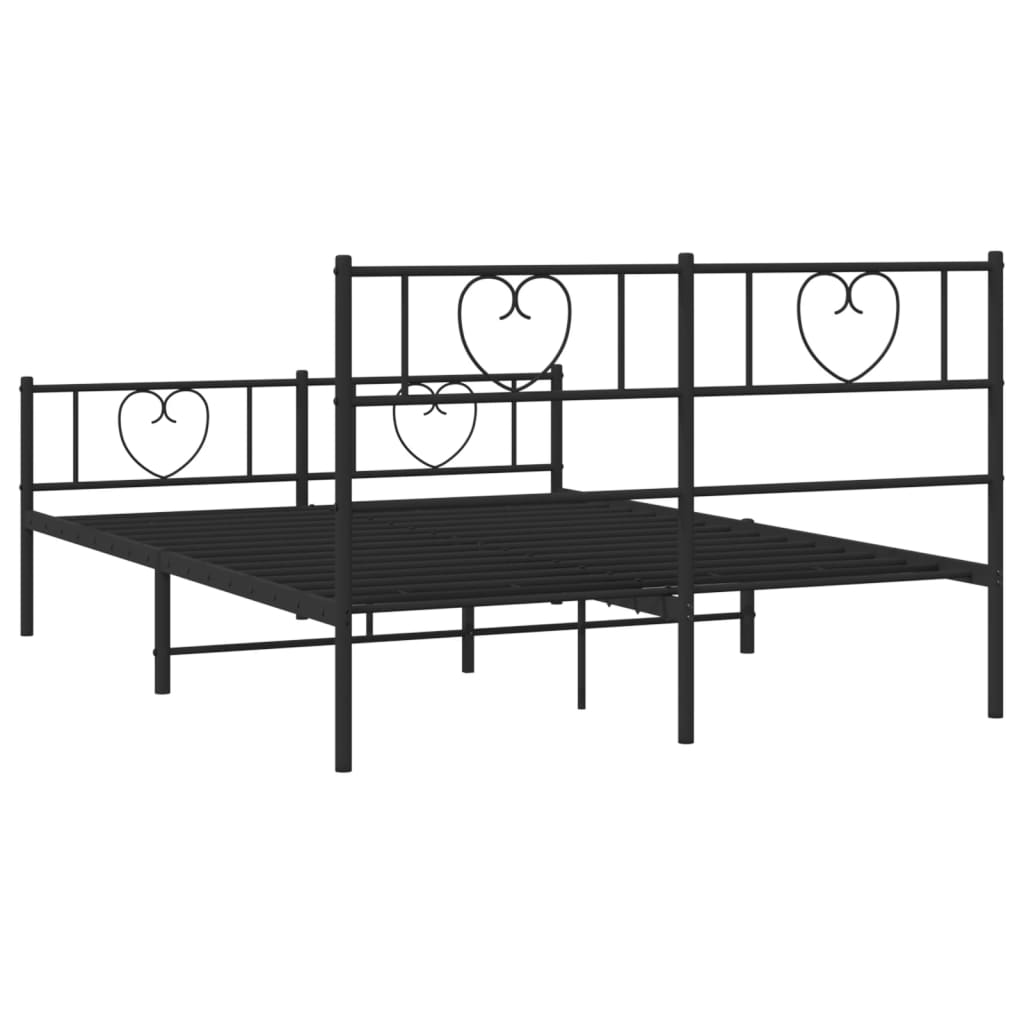 vidaXL Cadre de lit métal sans matelas avec pied de lit noir 120x200cm