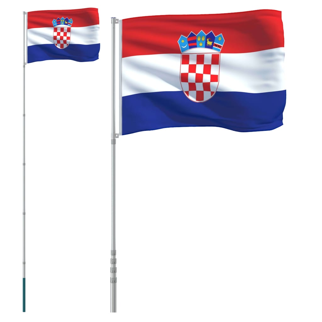 vidaXL Drapeau de la Croatie et mât 5,55 m Aluminium