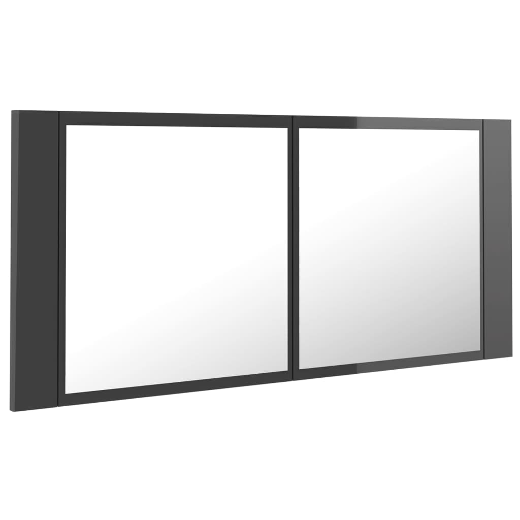 vidaXL Armoire à miroir de bain à LED Gris brillant Acrylique