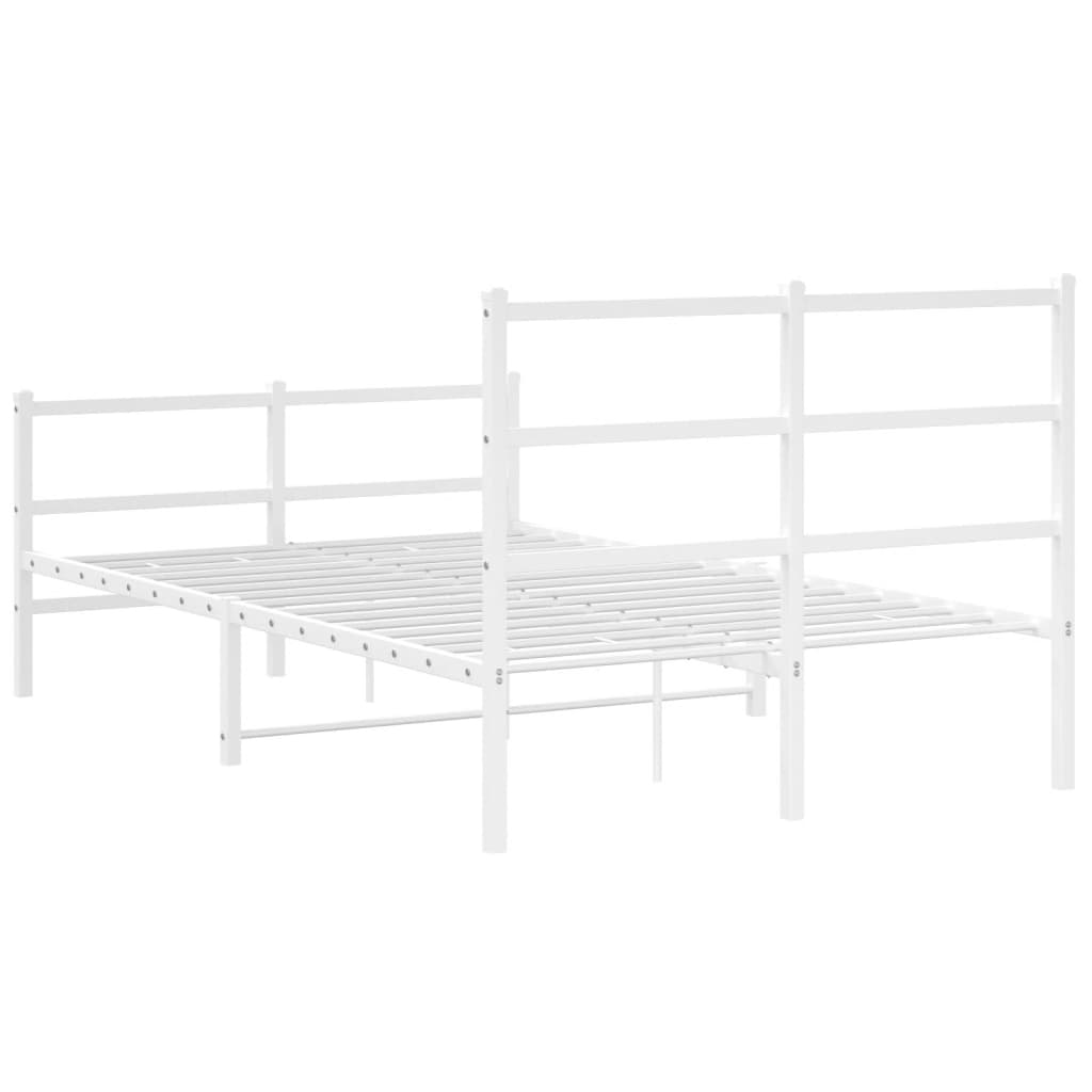 vidaXL Cadre de lit métal sans matelas et pied de lit blanc 120x190 cm