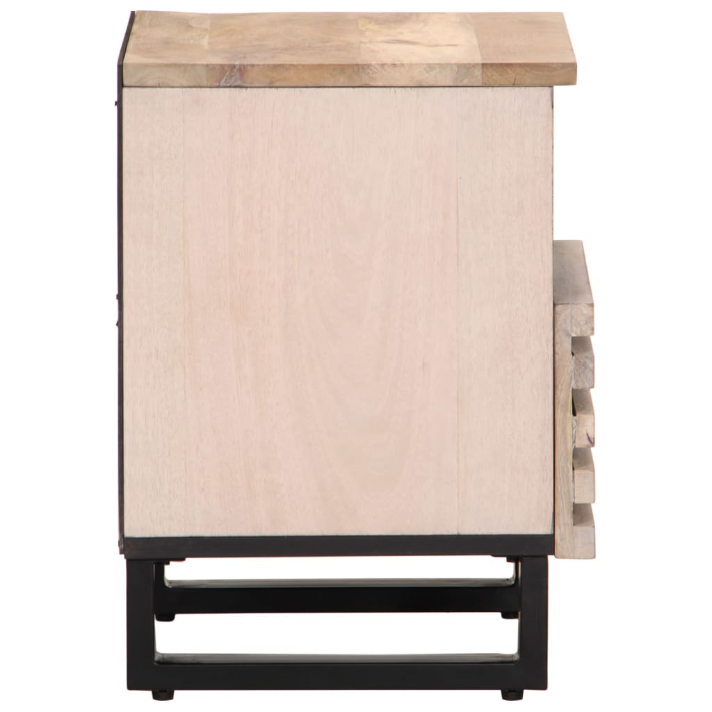 vidaXL Table de chevet 40x34x46 cm bois de manguier massif blanchi