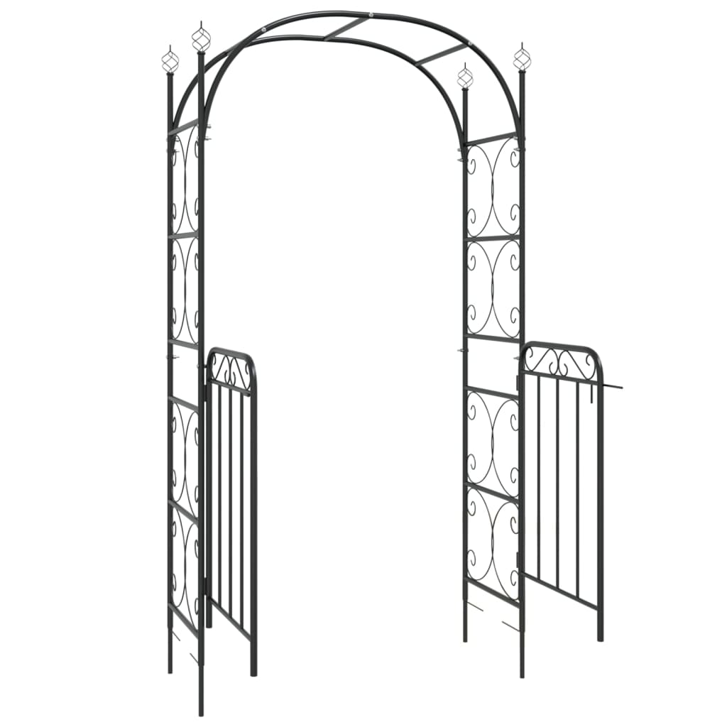 vidaXL Arche de jardin avec portail noir 108x45x235 cm acier