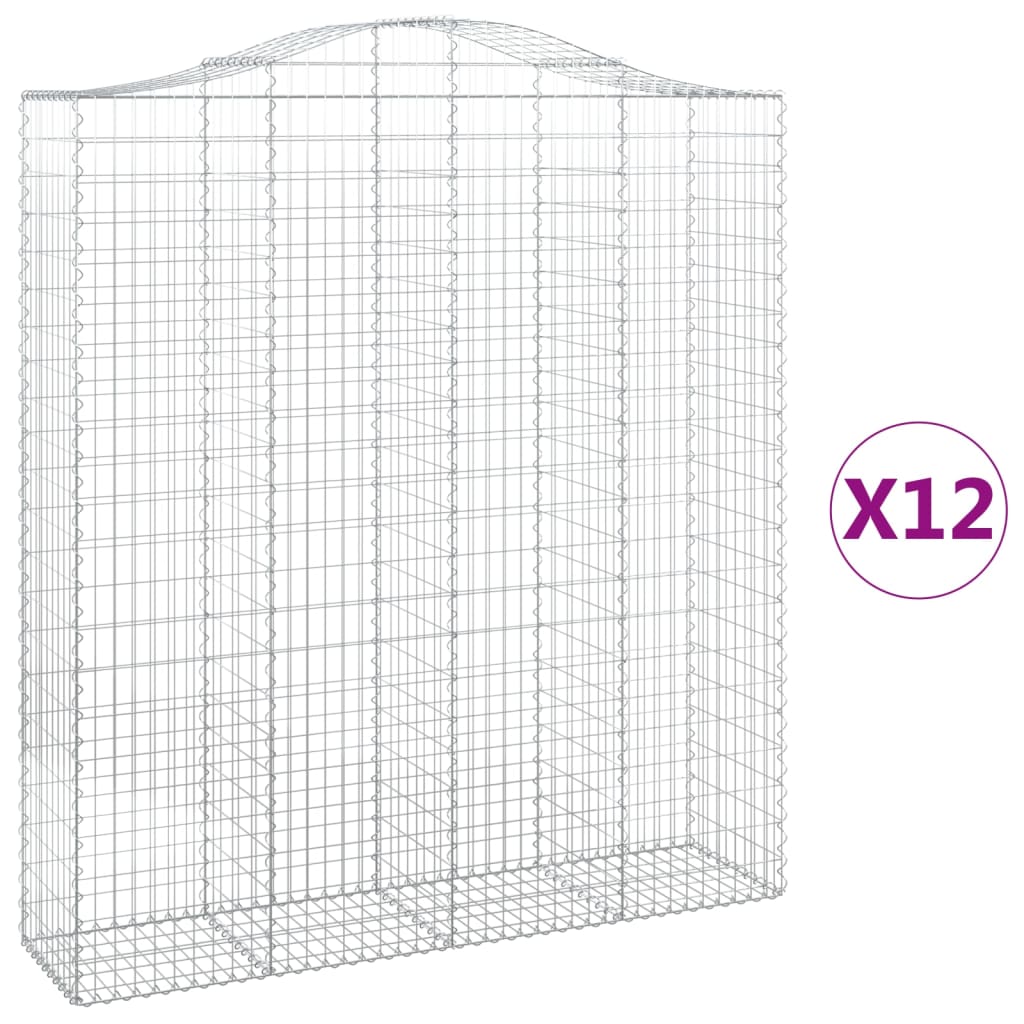 vidaXL Paniers à gabions arqués 12 pcs 200x50x220/240 cm Fer galvanisé