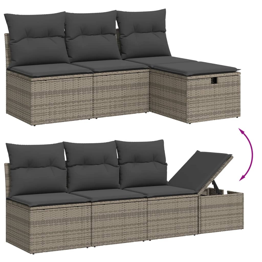 vidaXL Salon de jardin avec coussins 7 pcs gris résine tressée