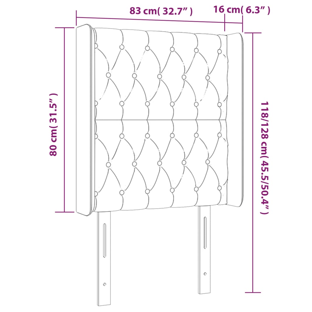 vidaXL Tête de lit à LED Gris foncé 83x16x118/128 cm Velours