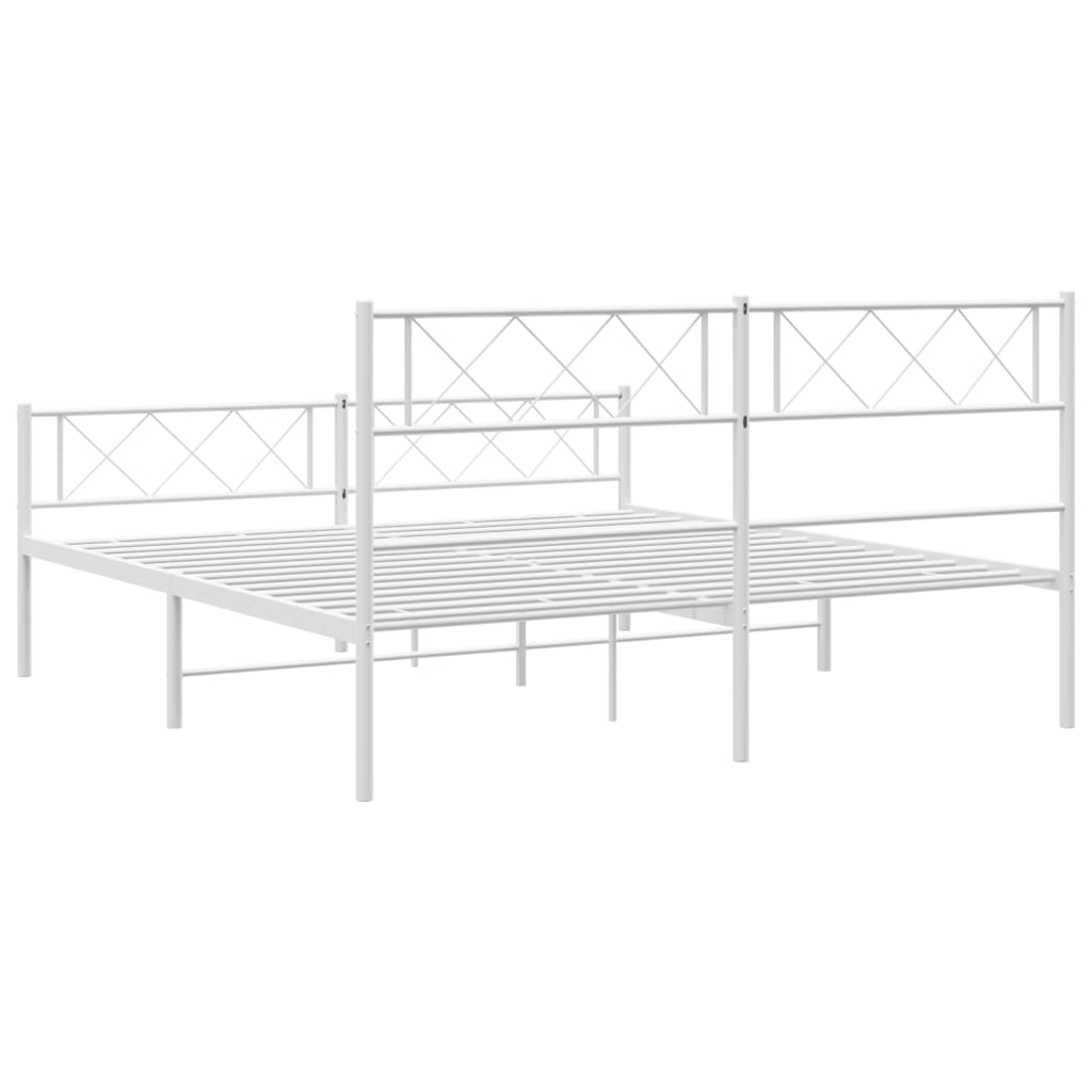 vidaXL Cadre de lit métal sans matelas et pied de lit blanc 120x200 cm